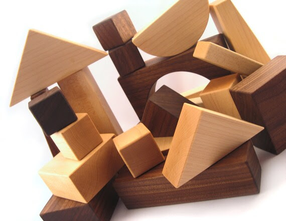 20 piece organic wood blocks - all natural wooden toys, building block set, eco friendly for montessori toddlers, kids, babies