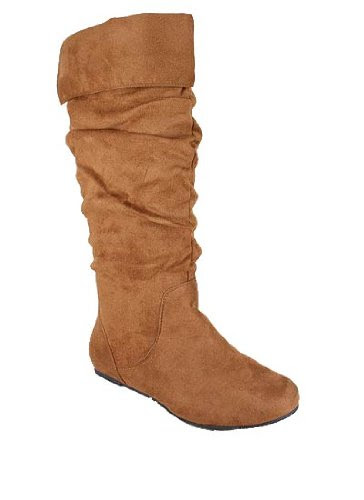 Cuffed Faux Suede Slouch Boot