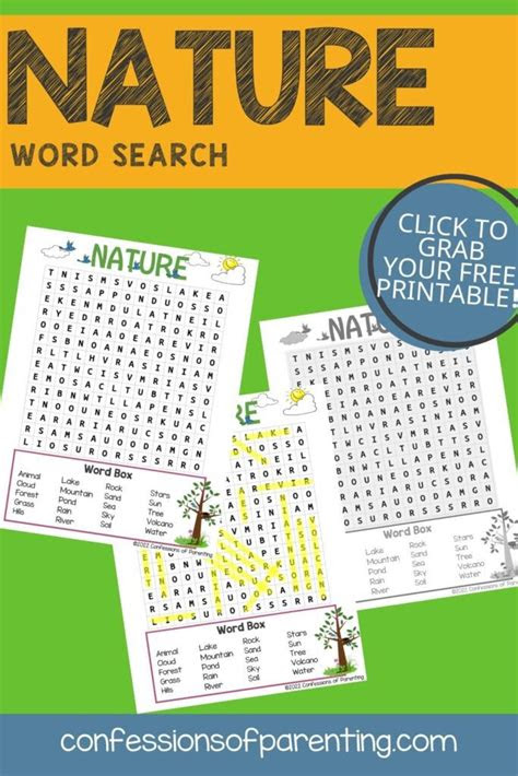  nature word search printable
