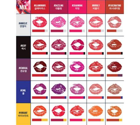  lipstick color chart