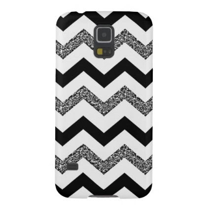 White Glitter Chevron Samsung Galaxy S5 Phone Case