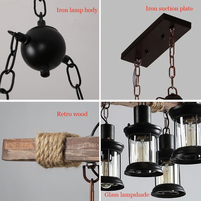 [Discount] Retro Industrial Lights 8-Head Vintage Wood Chandelier Cafe Bar Clothing Store Loft Glass Pendant Iron Lampwooden Droplights