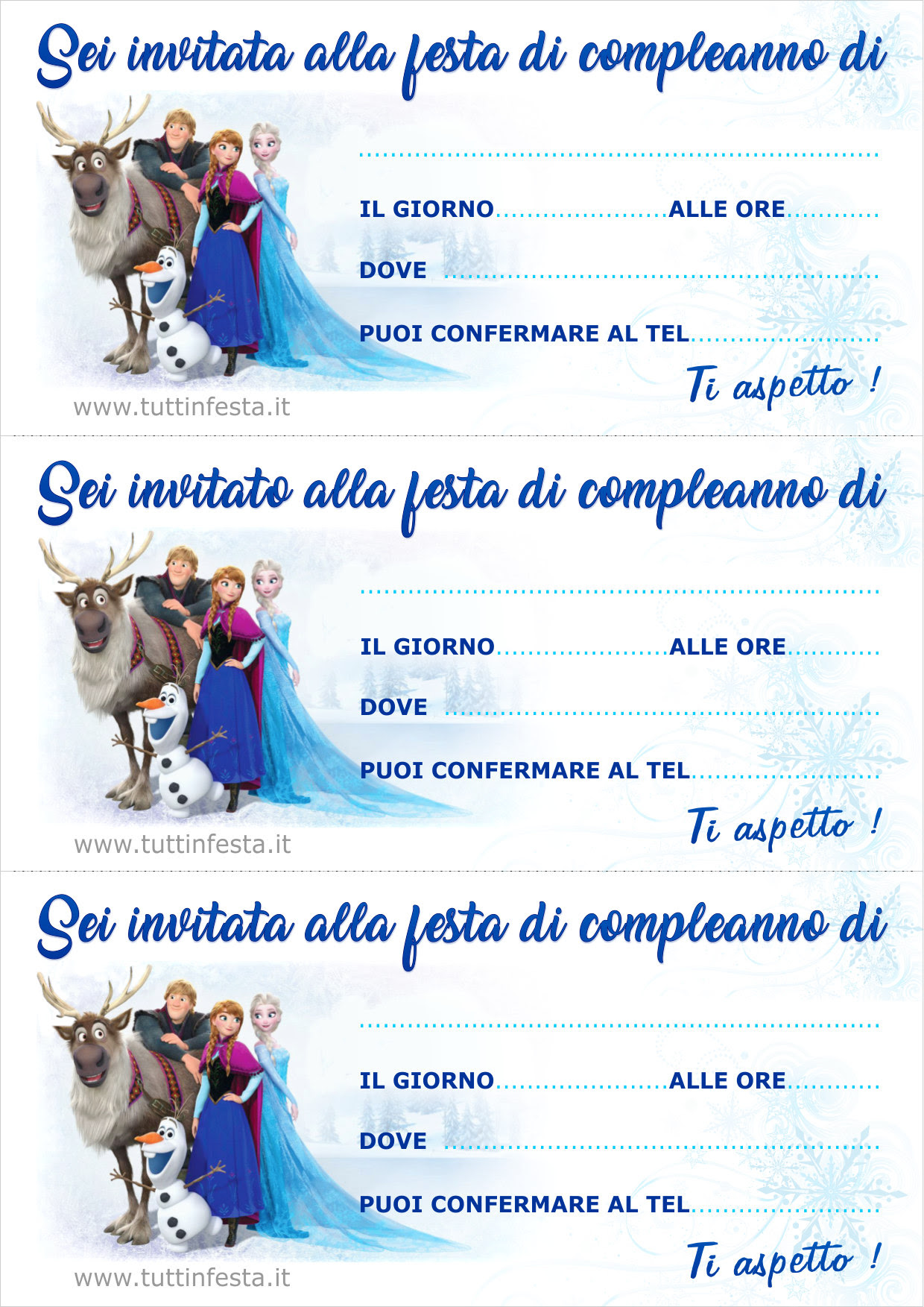 Amato Inviti Di pleanno Di Frozen Da Stampare LY24 Regardsdefemmes CK59
