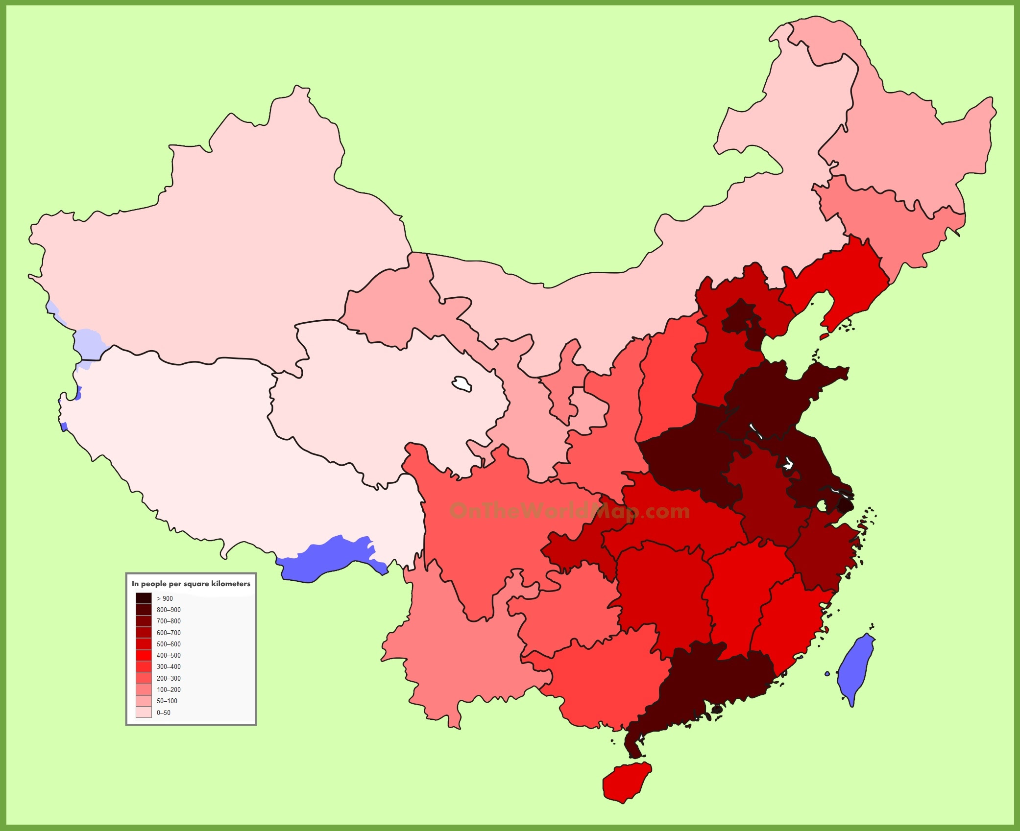 population map of china China Population Density Map population map of china