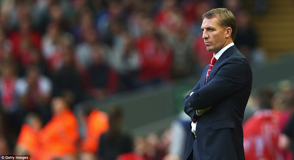 Brendan Rodgers wasn't looking happy during the 1-0 loss to Aston Villa at Anfield - Liverpool's second defeat of the still-young Premier League season