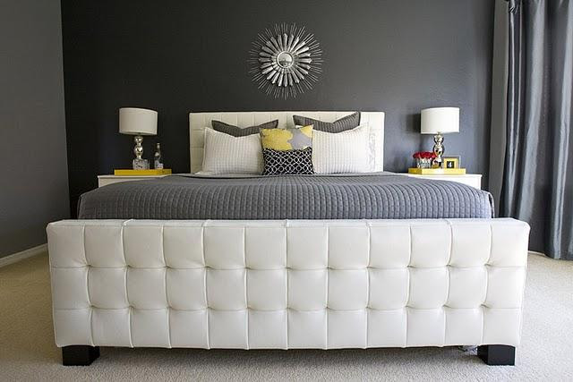 Leather Tufted Headboard - Contemporary - bedroom - Behr Evening ...