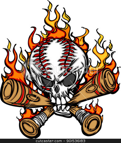 Softball Baseball Skull and