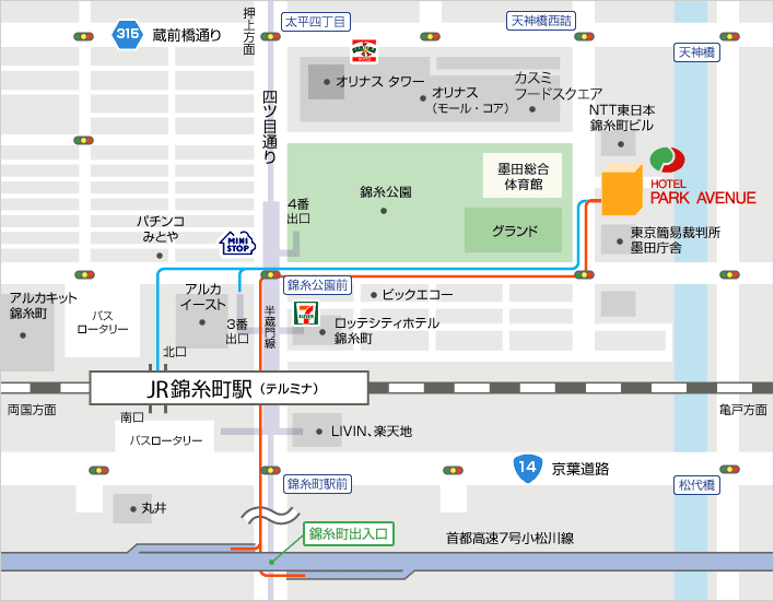 アクセス ホテルパークアベニュー錦糸町