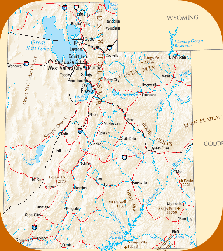 carte routiere utah UTAH CARTE ROUTIERE