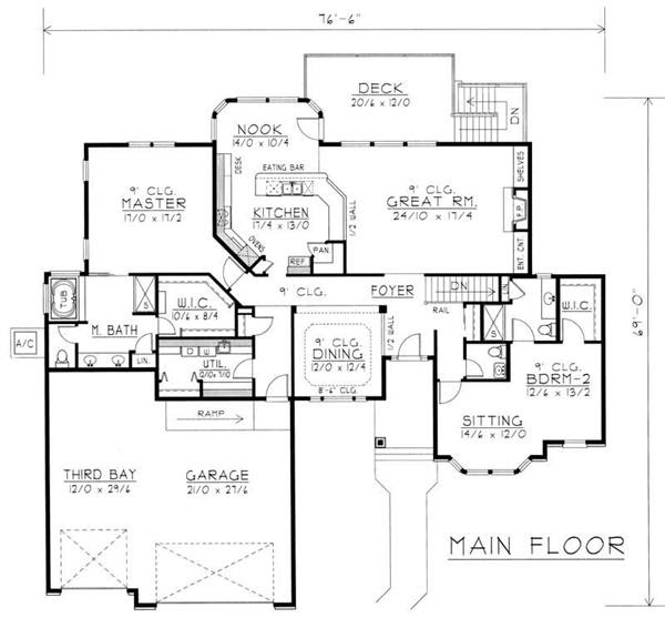 House Plan RDI-2583R1-DB Main Floor Plan