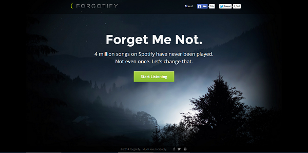 Forgotify lists music tracks that have never been played on Spotify. 4 millions of them.