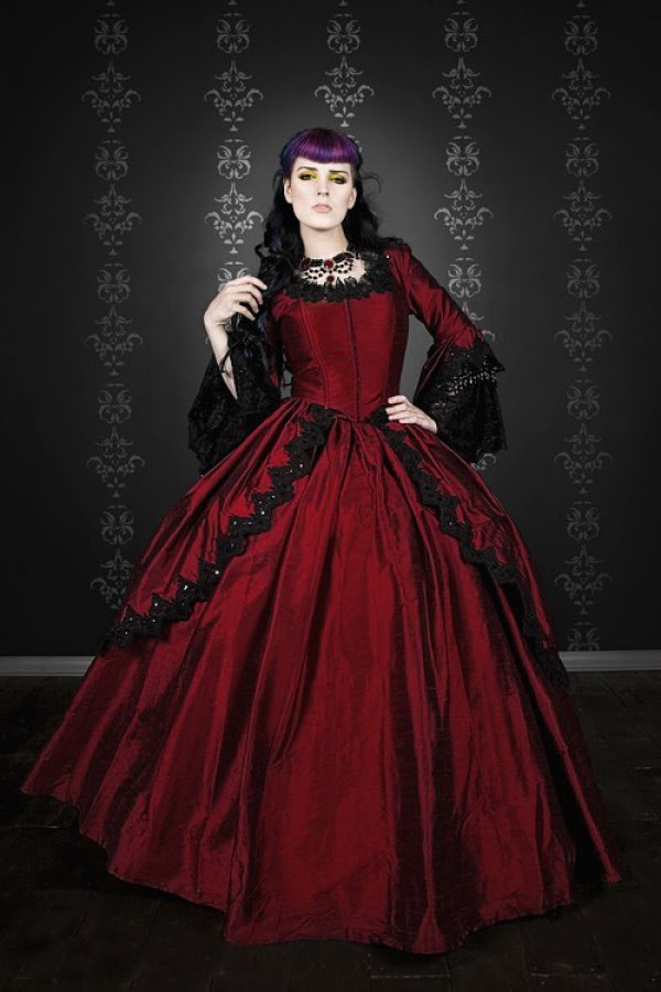 black and red wedding dress