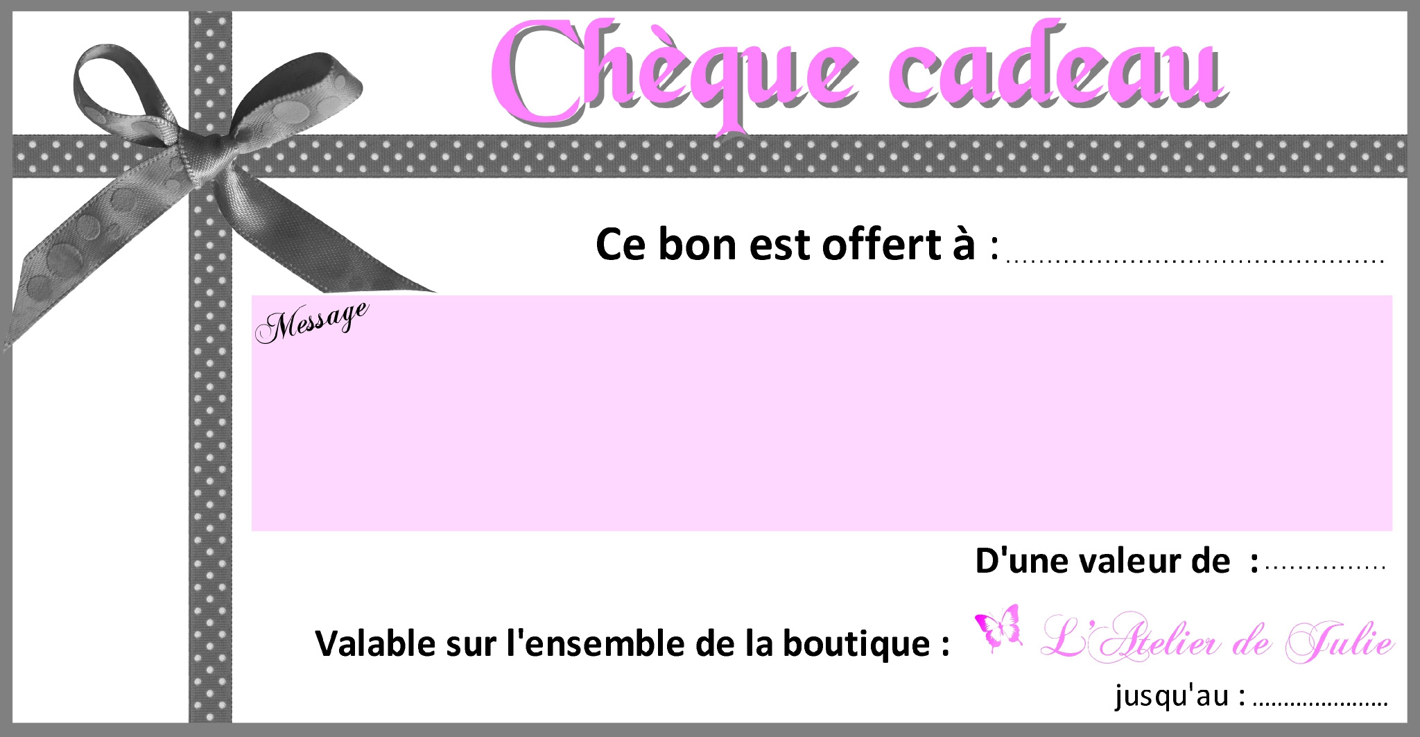 Cheque Cadeau Anniversaire