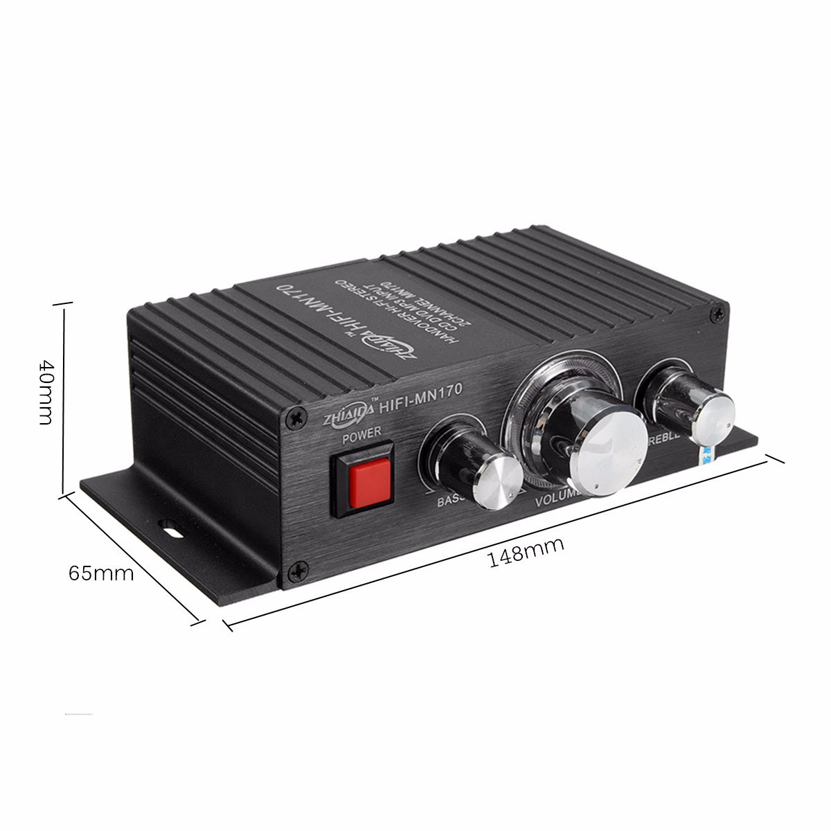 2 Channel 12V Red Hi Fi Mini Car Stereo Audio Amplifier