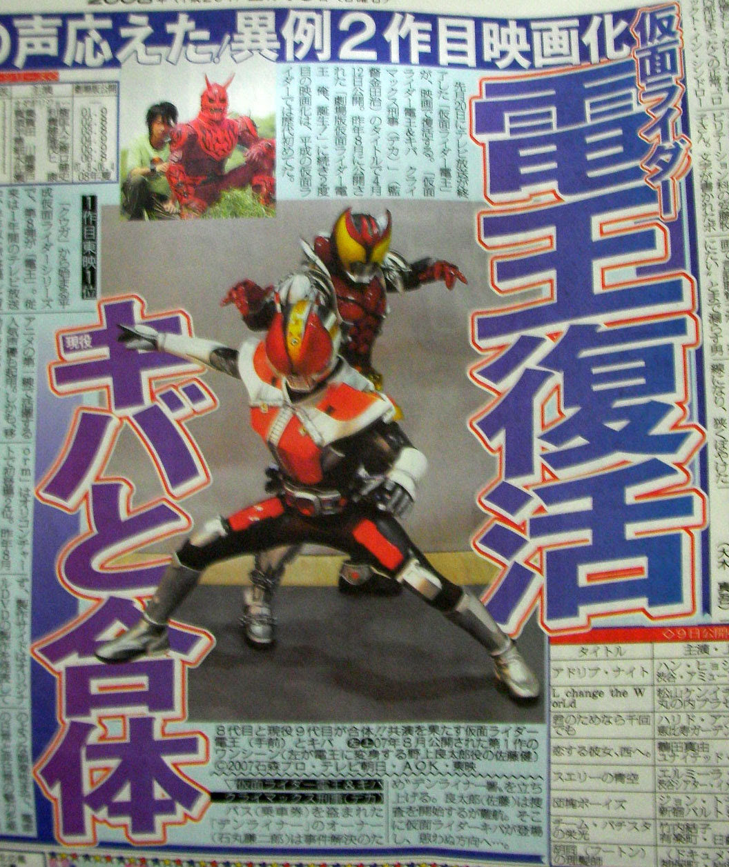 仮面ライダー電王 ｖシネマ映画化決定 公開は４月 特撮ヒーロー作戦