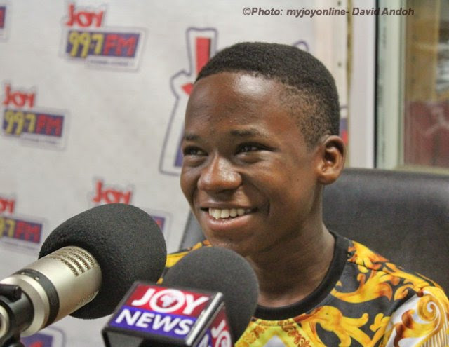 Abraham Attah in the studio of Joy FM for an interview.