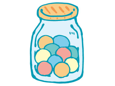 フリー素材 ビンに入ったカラフルなキャンディーのイラスト ホワイトデーのデザインに