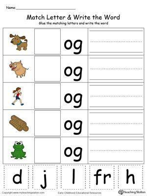  free og word family match letter and write the word in color making