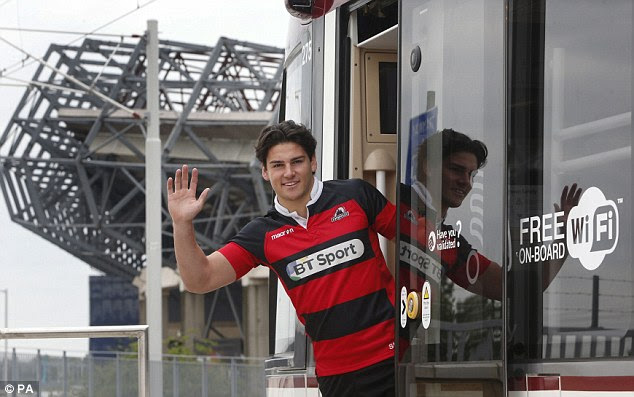Famous faces: Edinburgh Rugby player Sam Hidalgo-Clyne at Murrayfield tram stop