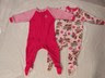 Gerber Girls Footed Blanket Sleepers Pajamas Pink Bears 24M GUC (Lot of 2)