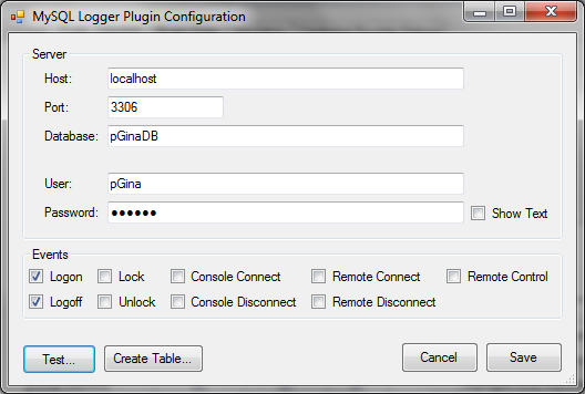 Pgina Mysql Logger Plugin Documentation
