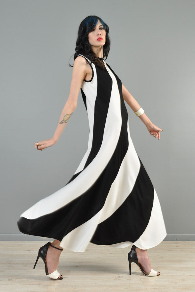 black white maxi dress