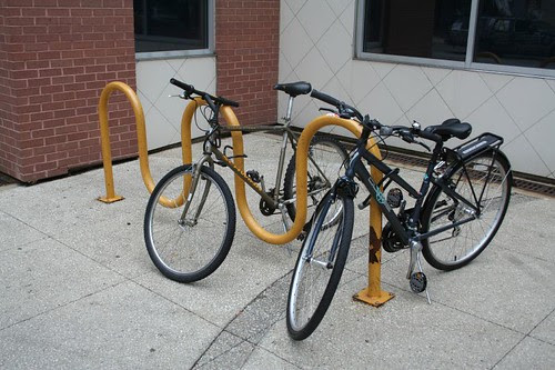 Bike racks at the Grand Avenue Mall