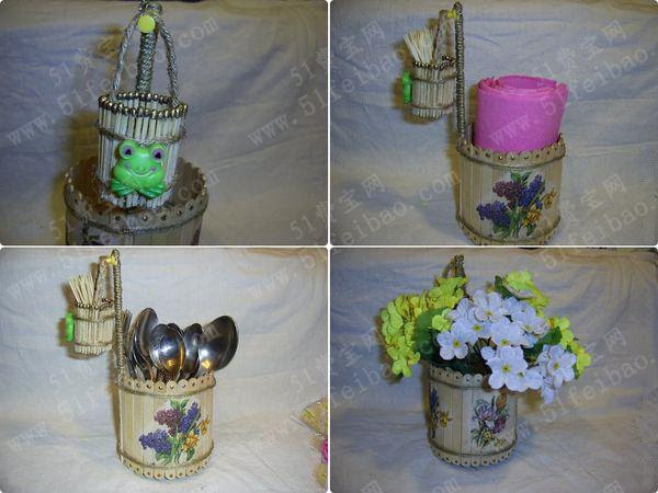 饭桌餐具收纳桶diy 如何制作两用收纳桶 手工小制作 51费宝网