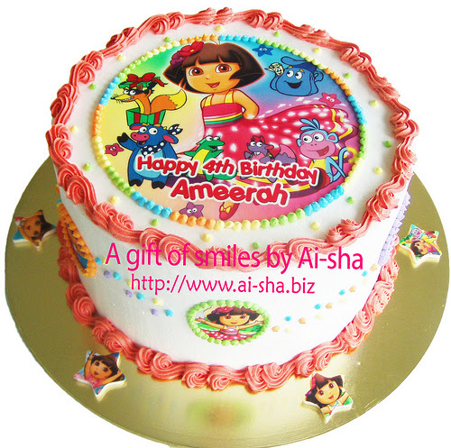 Rainbow Cake Edible Image Dora