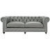 Distressed Grey Leather Couch - Distressed grey leather, pewter finish studs, black stained wood legs.