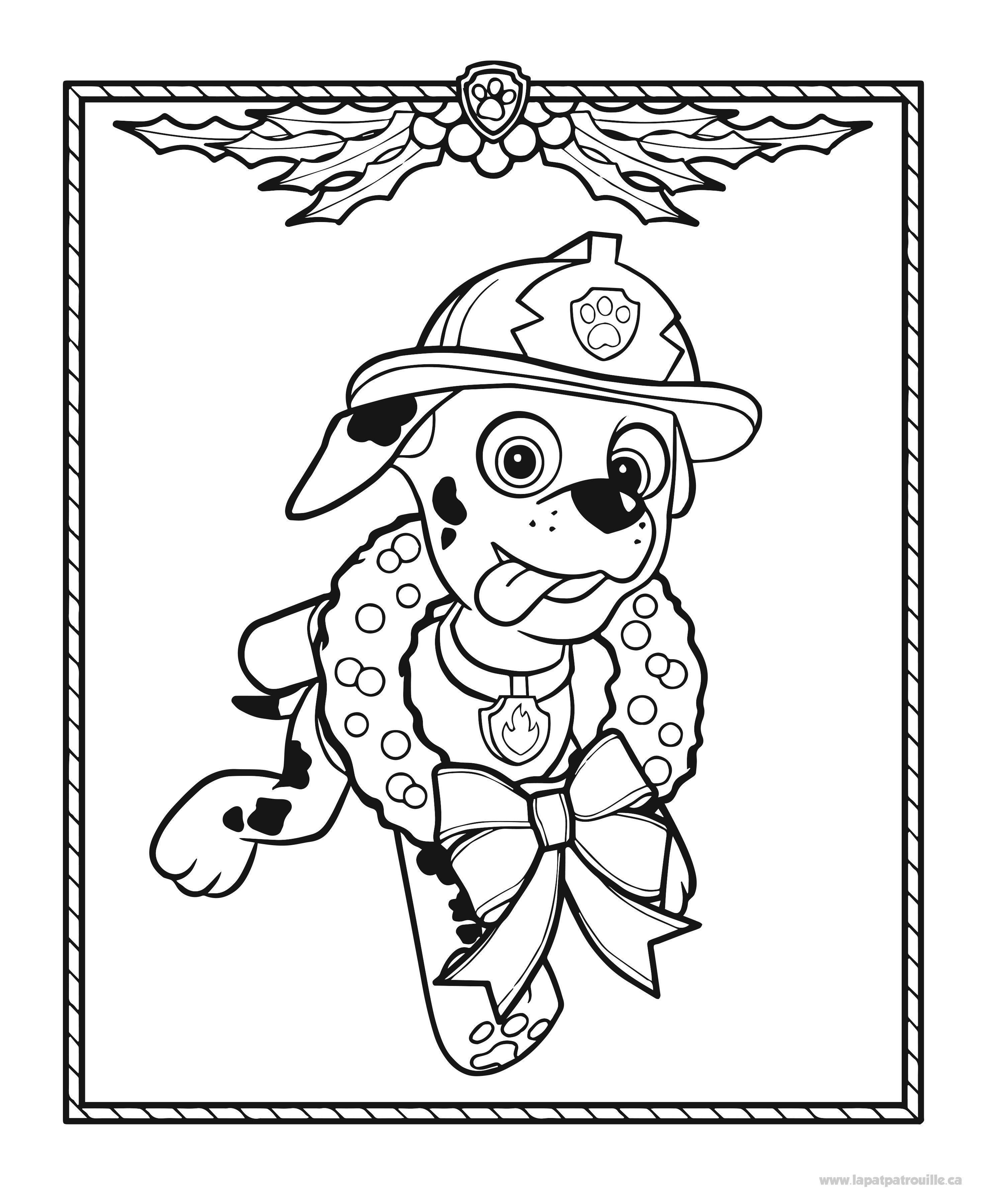 Chien De Noel Coloriage Coloriage De Marcus Le Chien Pompier Et Sa Couronne De Noel La Pat Patrouille