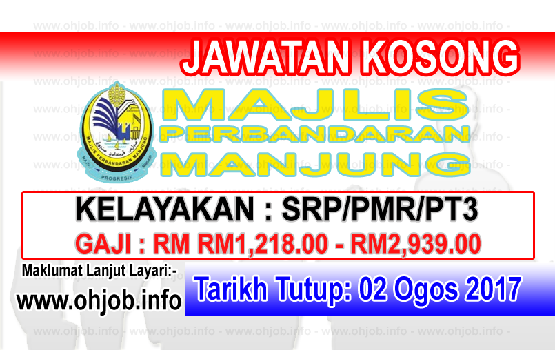Jawatan Kerja Kosong Majlis Perbandaran Manjung - MPM logo www.ohjob.info ogos 2017