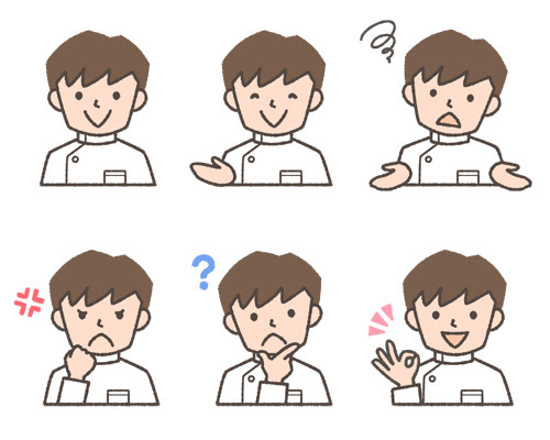 看護師 男性 の表情イラスト6種 可愛い無料イラスト 人物素材 フリーラ