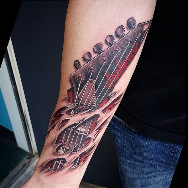  3D Guitar Tattoo 