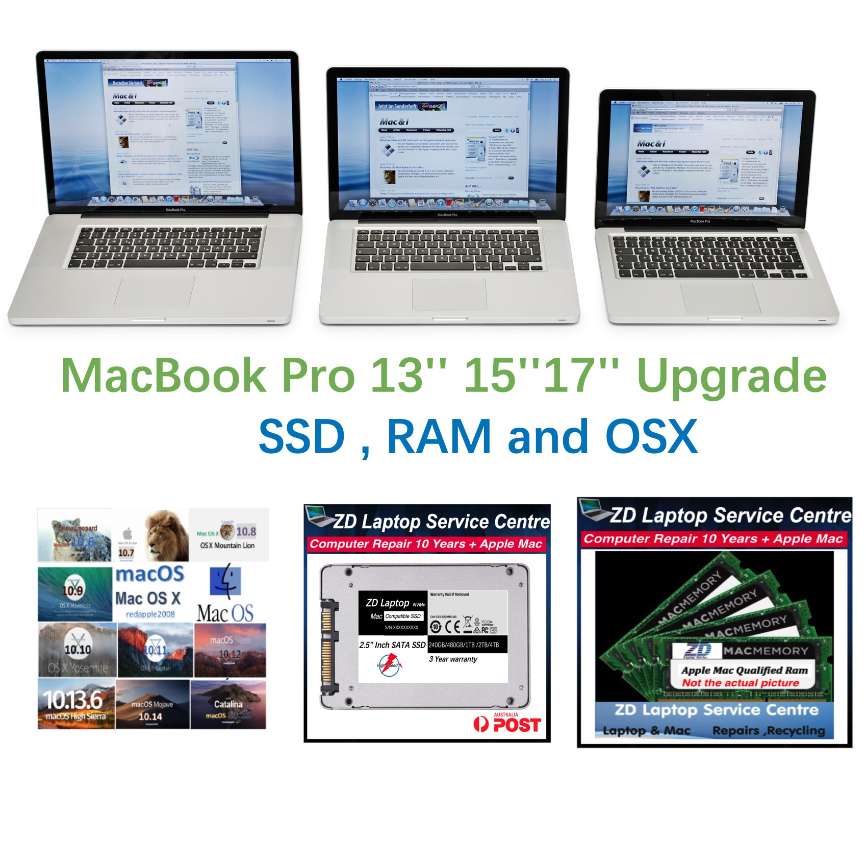 Apple Macbook Pro 10 Mid 13 Inch 15 Inch 17 Inch Macbookpro6 1 Macbookpro6 2 Macbookpro7 1 Ssd Ram Osx Upgrade Zd Laptop Service Centre