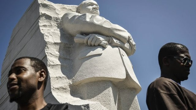 Participants gather at the Martin Luther King Jr. Memorial 
