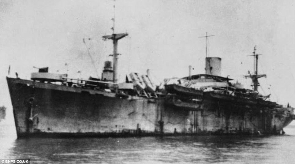 Into battle: The images are being sold by the son of Captain Alexander Rodger, commander of infantry landing ship HMS Empire Crossbow (pictured) in the D-Day operation