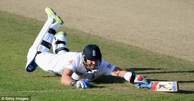 Run out: Prior was furious after he fell short of his ground