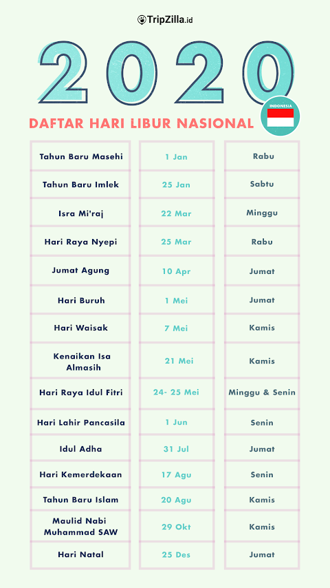 Kalender 2020 Indonesia Lengkap Dengan Hari Libur Nasional