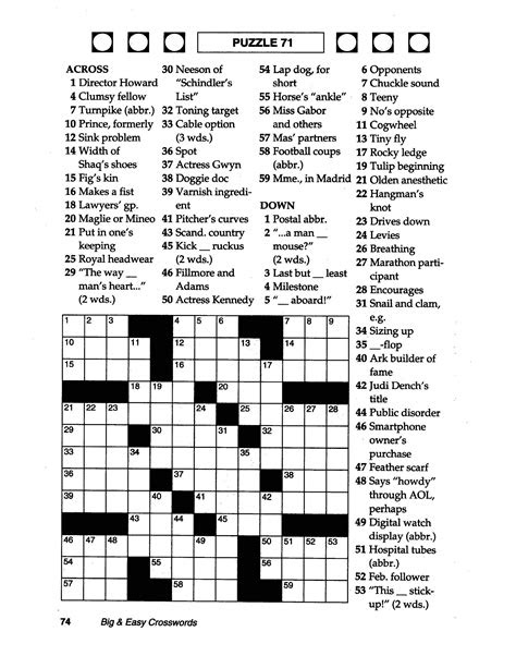 Free standard crossword puzzle archive. printable thomas joseph crossword puzzle for today printable