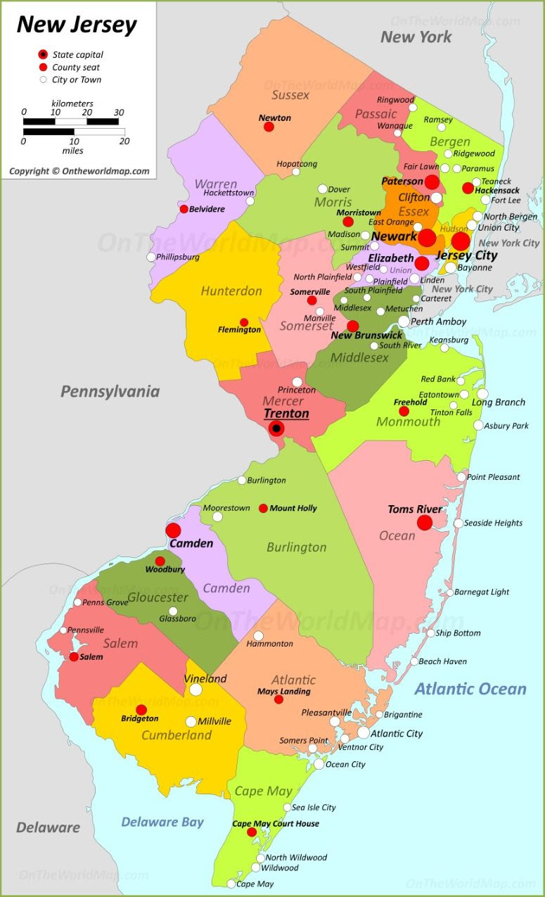 New Jersey Towns Map New Jersey State Maps | USA | Maps of New Jersey (NJ)