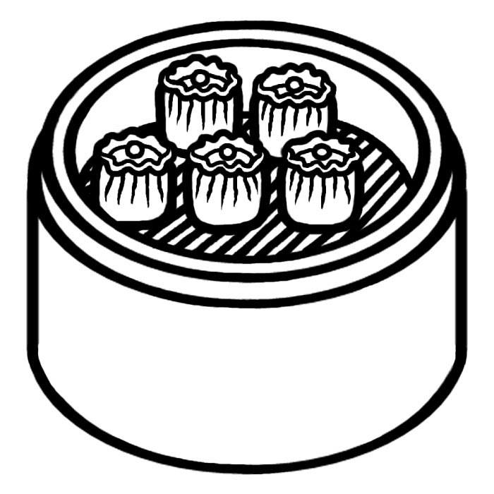 焼売 シュウマイ 白黒 料理16 食べ物 無料イラスト素材