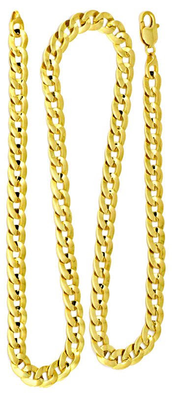 Original-Foto 3, FLACHE PANZER KETTE DESIGNER GOLDKETTE MASSIV GELB-GOLD
