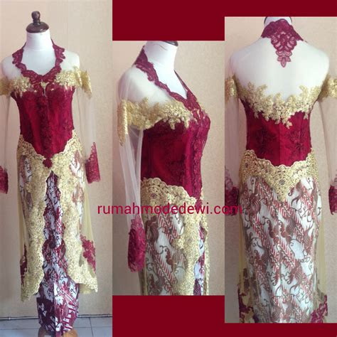 inspirasi kebaya warna merah maroon  mewah gebeetcom