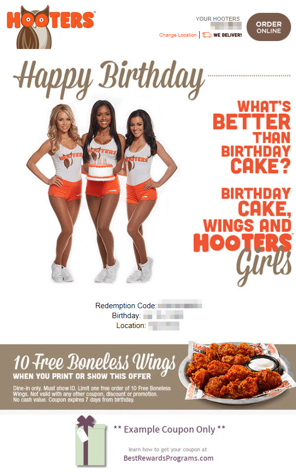 Hooters Free Birthday Meals | Best Rewards Programs