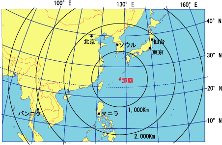距離と方位の正しい地図