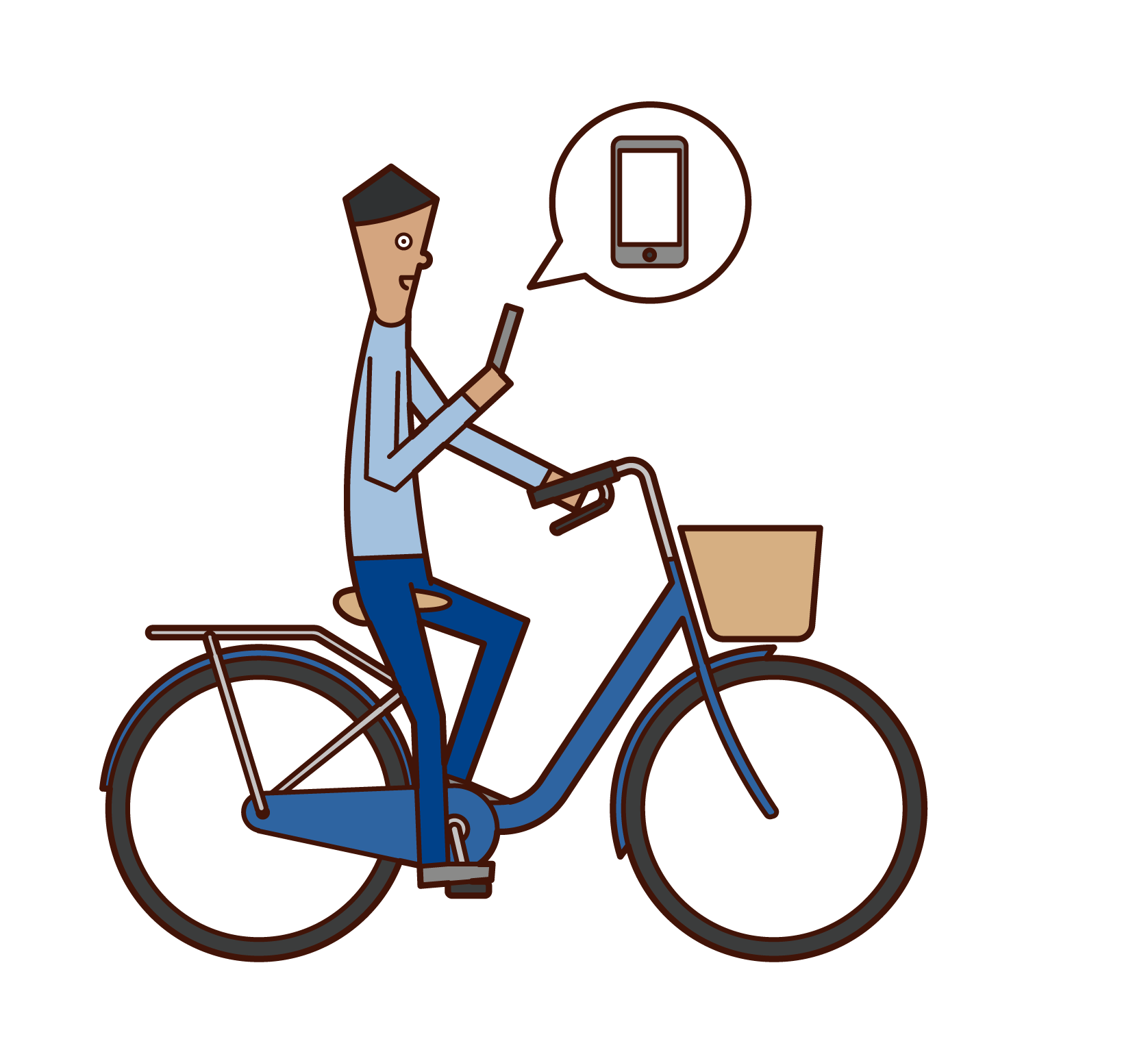 スマートフォンを操作しながら自転車に乗る人 男性 のイラスト フリーイラスト素材集 Kukukeke