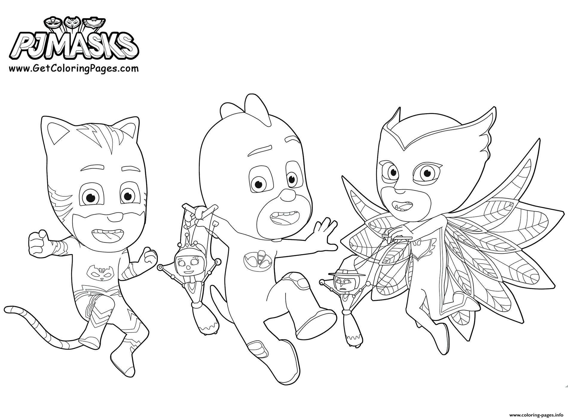 Printable PJ Masks Party Coloring Pages Printable