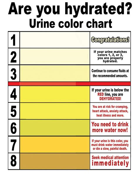 Using a urine color chart can help. are you hydrated cflo urine color chart center for lost objects