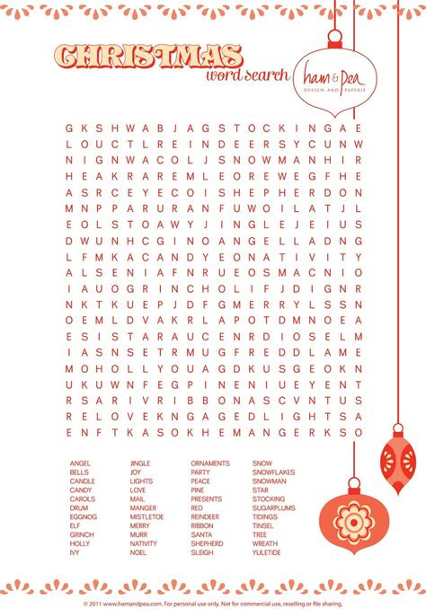  one lovely day free christmas word search